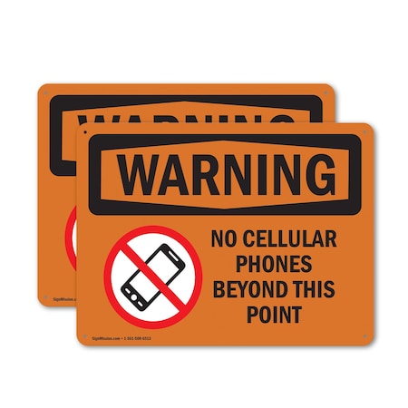 Signmission No Cellular Phones Beyond This Point, 24 in W x Rectangle, Plastic OS-2PACK-WS-P-1824-L-12697